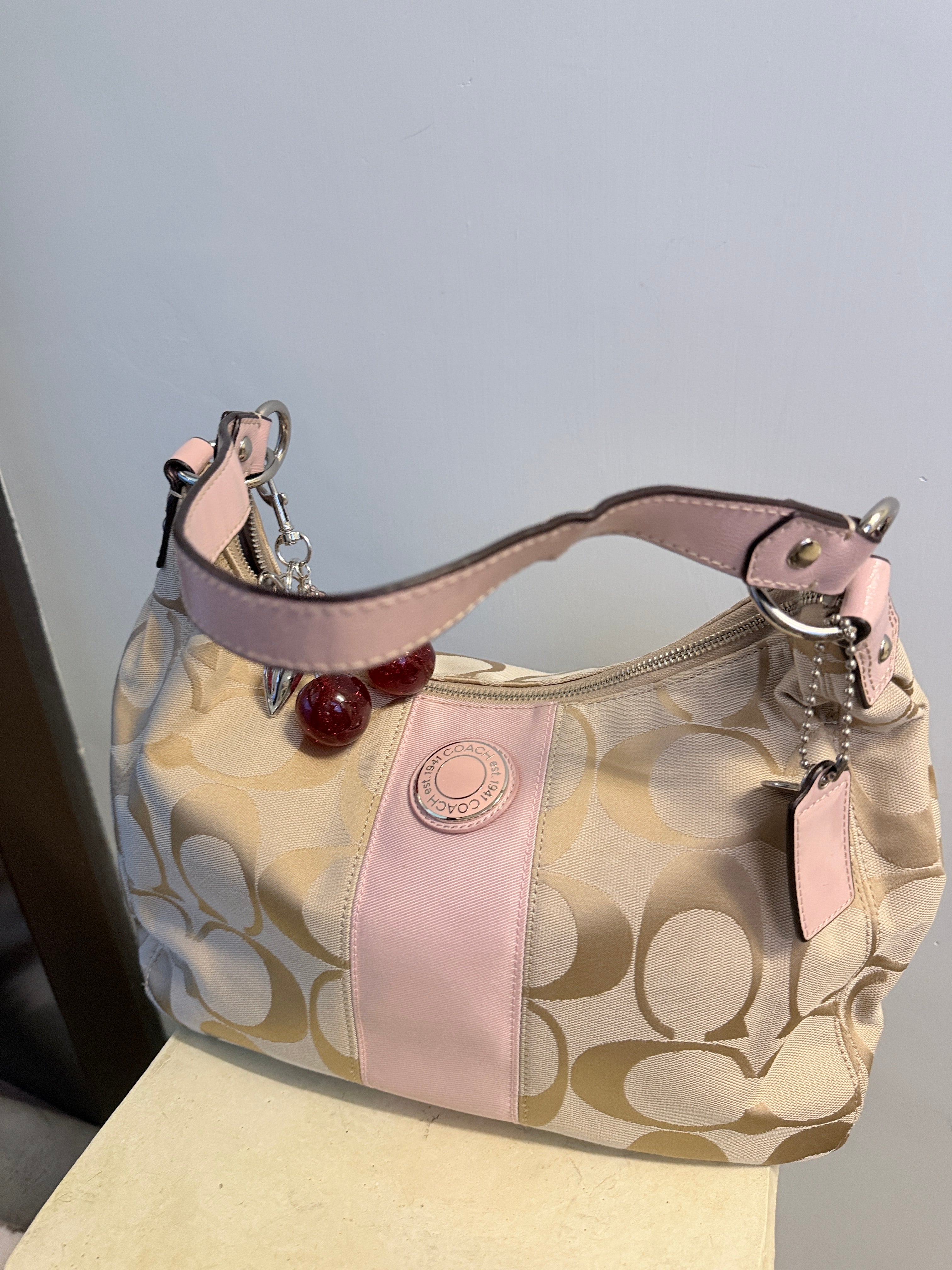 Coach power pink hobo bag